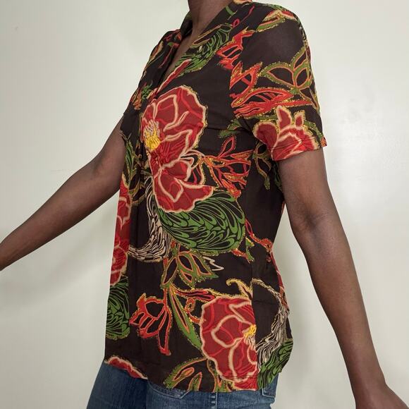 VINTAGE | Y2K Plus Size Brown Mesh Blouse Top Size XL XXL - Picture 2 of 3